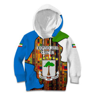 Equatorial Guinea Kente Kid Hoodie with Tribal Mask and National Coat of Arms