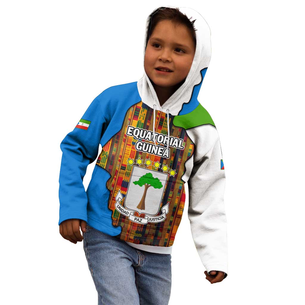 Equatorial Guinea Kente Kid Hoodie with Tribal Mask and National Coat of Arms