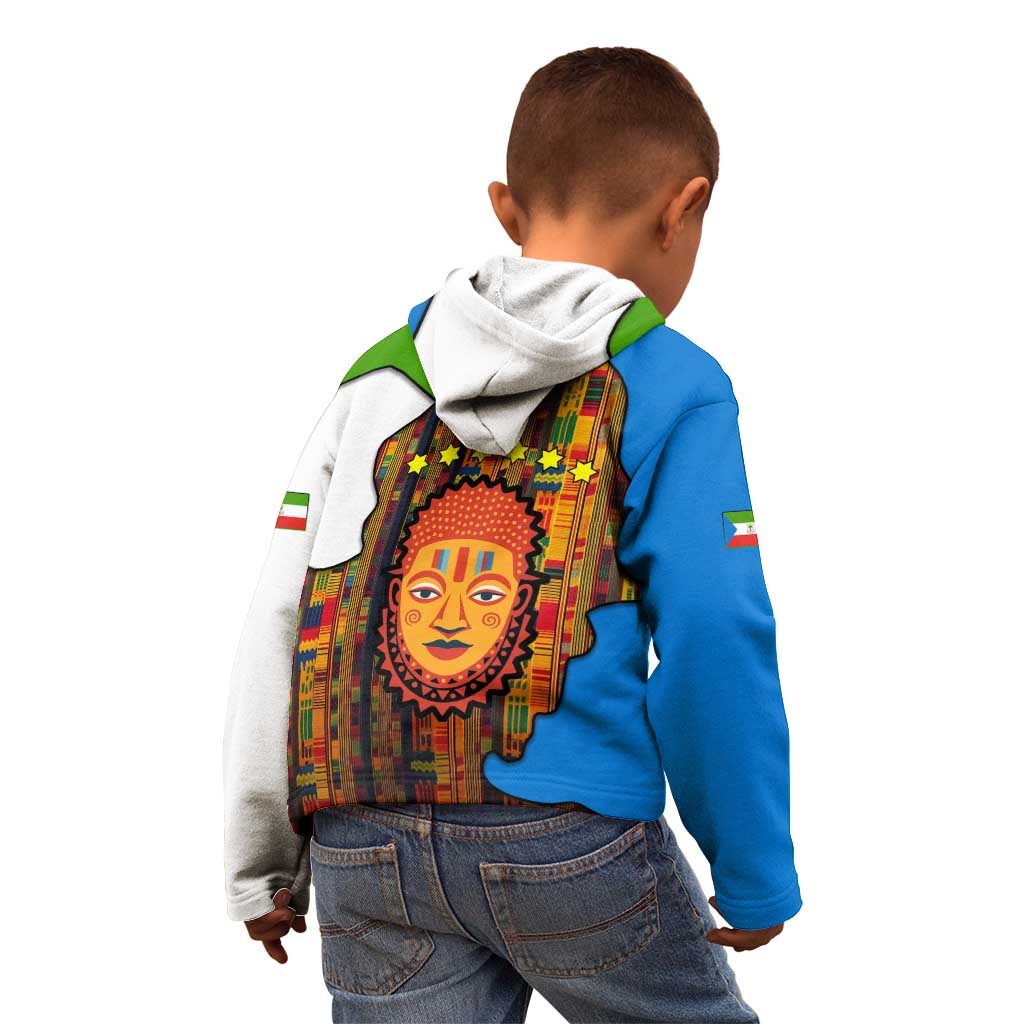 Equatorial Guinea Kente Kid Hoodie with Tribal Mask and National Coat of Arms