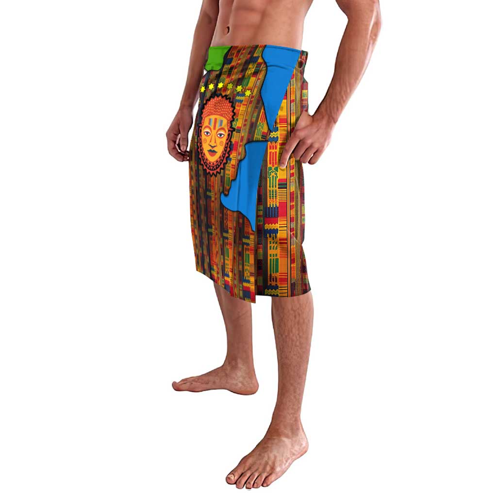 Equatorial Guinea Kente Lavalava with Tribal Mask and National Coat of Arms