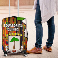 Equatorial Guinea Kente Luggage Cover with Tribal Mask and National Coat of Arms