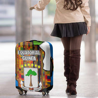 Equatorial Guinea Kente Luggage Cover with Tribal Mask and National Coat of Arms