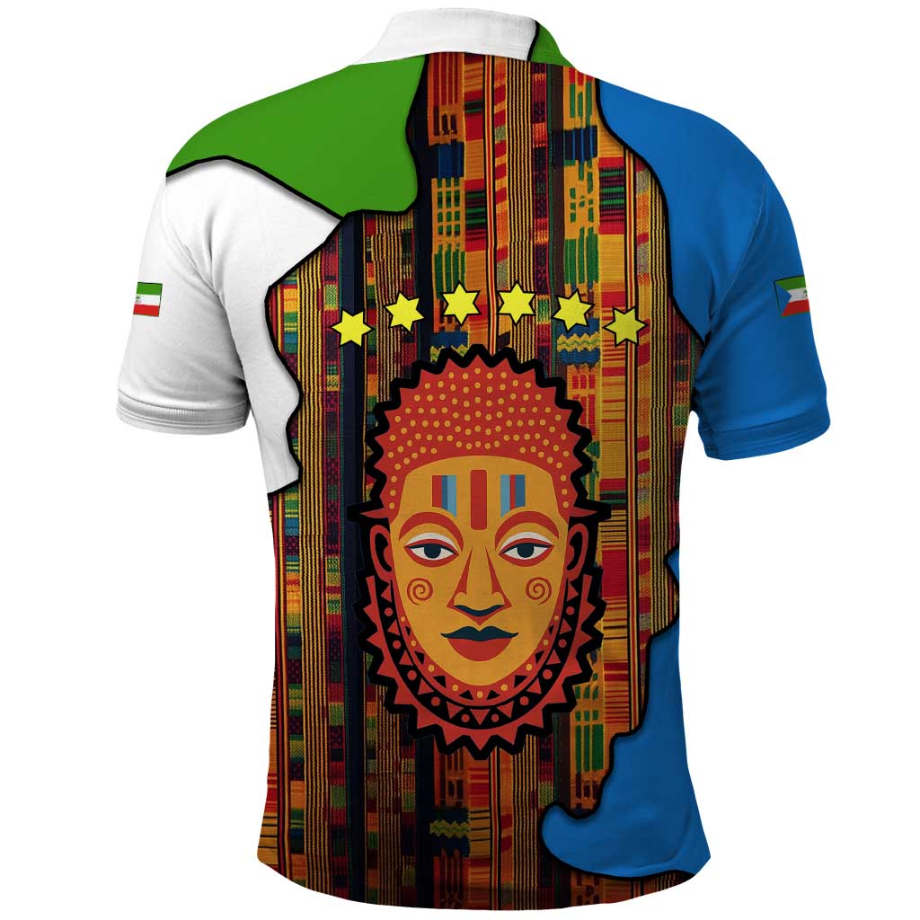 Equatorial Guinea Kente Polo Shirt with Tribal Mask and National Coat of Arms