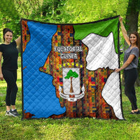Equatorial Guinea Kente Quilt with Tribal Mask and National Coat of Arms