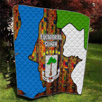 Equatorial Guinea Kente Quilt with Tribal Mask and National Coat of Arms