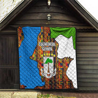 Equatorial Guinea Kente Quilt with Tribal Mask and National Coat of Arms
