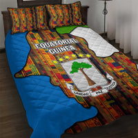 Equatorial Guinea Kente Quilt Bed Set with Tribal Mask and National Coat of Arms