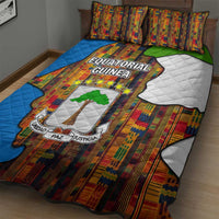 Equatorial Guinea Kente Quilt Bed Set with Tribal Mask and National Coat of Arms