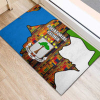 Equatorial Guinea Kente Rubber Doormat with Tribal Mask and National Coat of Arms