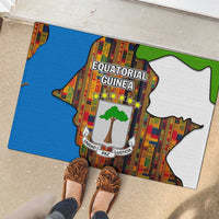 Equatorial Guinea Kente Rubber Doormat with Tribal Mask and National Coat of Arms