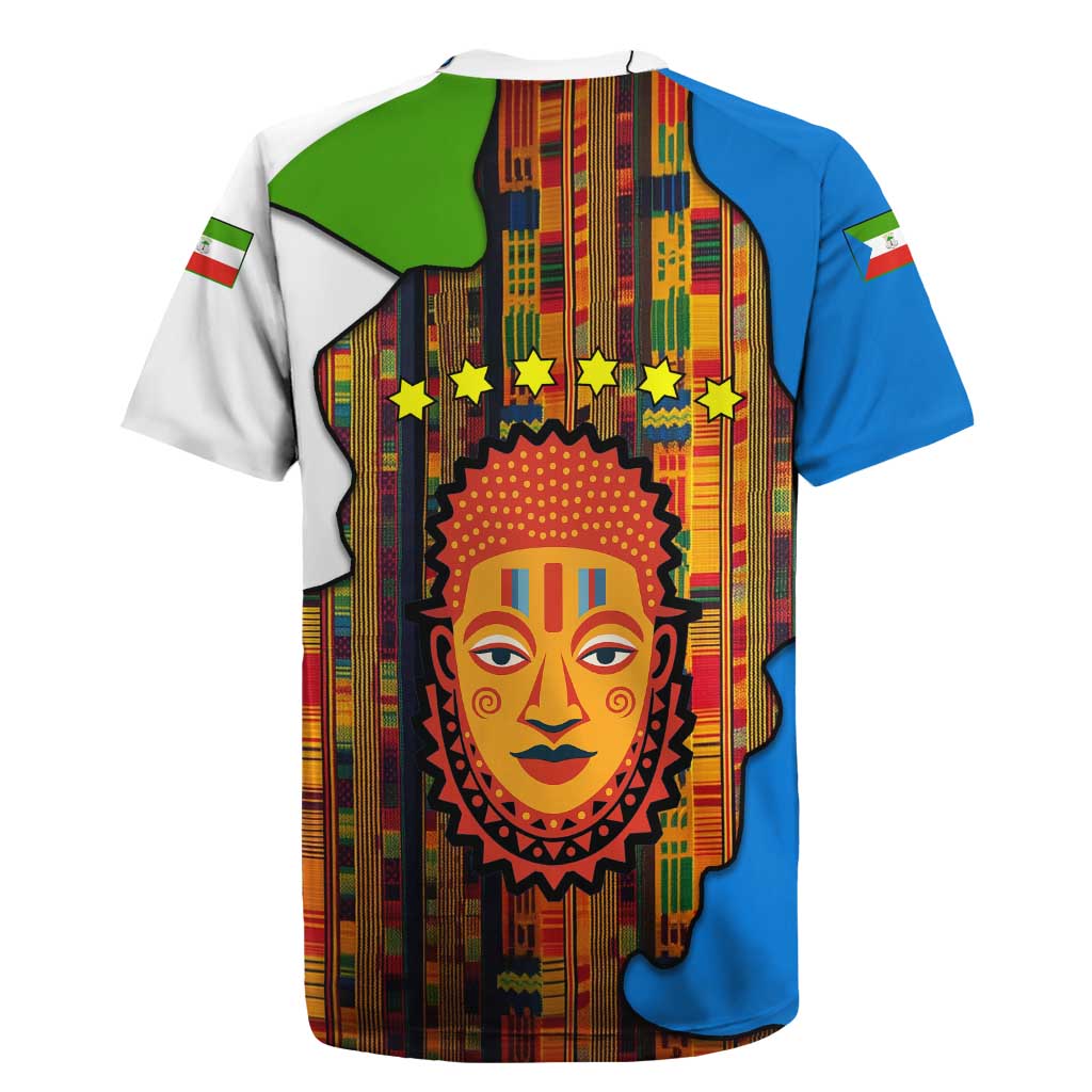 Equatorial Guinea Kente Rugby Jersey with Tribal Mask and National Coat of Arms