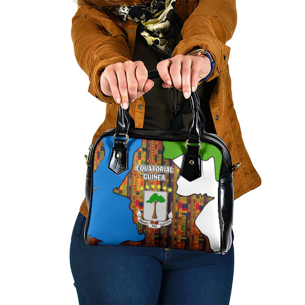 Equatorial Guinea Kente Shoulder Handbag with Tribal Mask and National Coat of Arms