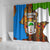 Equatorial Guinea Kente Shower Curtain with Tribal Mask and National Coat of Arms