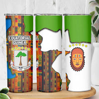 Equatorial Guinea Kente Skinny Tumbler with Tribal Mask and National Coat of Arms