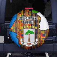 Equatorial Guinea Kente Spare Tire Cover with Tribal Mask and National Coat of Arms