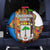 Equatorial Guinea Kente Spare Tire Cover with Tribal Mask and National Coat of Arms