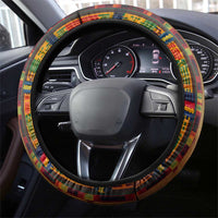 Equatorial Guinea Kente Steering Wheel Cover with Tribal Mask and National Coat of Arms