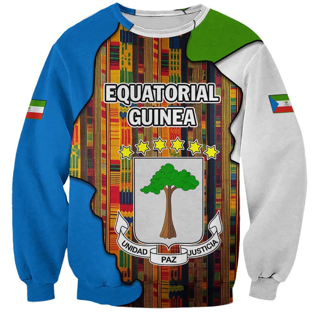Equatorial Guinea Kente Sweatshirt with Tribal Mask and National Coat of Arms