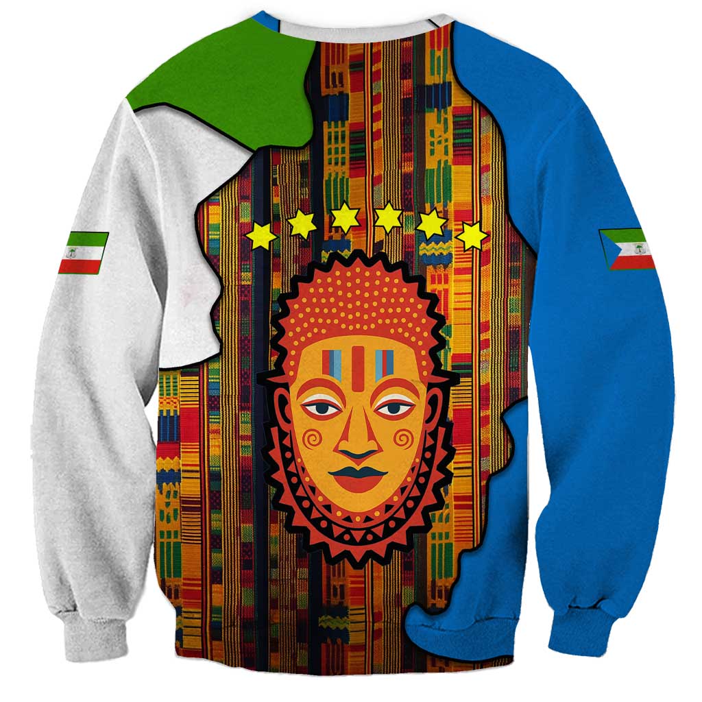 Equatorial Guinea Kente Sweatshirt with Tribal Mask and National Coat of Arms