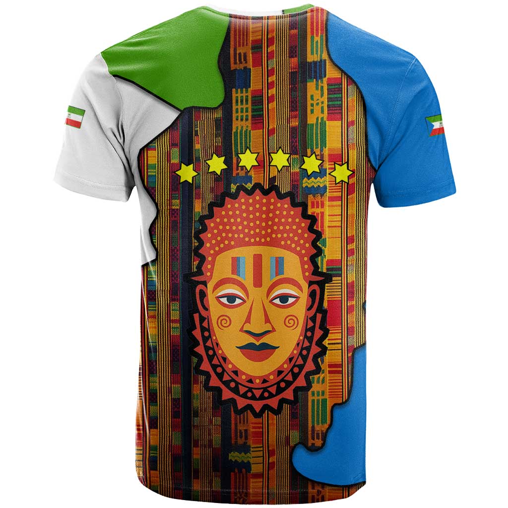 Equatorial Guinea Kente T Shirt with Tribal Mask and National Coat of Arms
