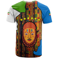 Equatorial Guinea Kente T Shirt with Tribal Mask and National Coat of Arms