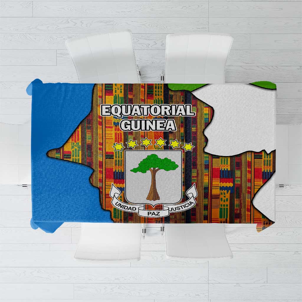 Equatorial Guinea Kente Tablecloth with Tribal Mask and National Coat of Arms