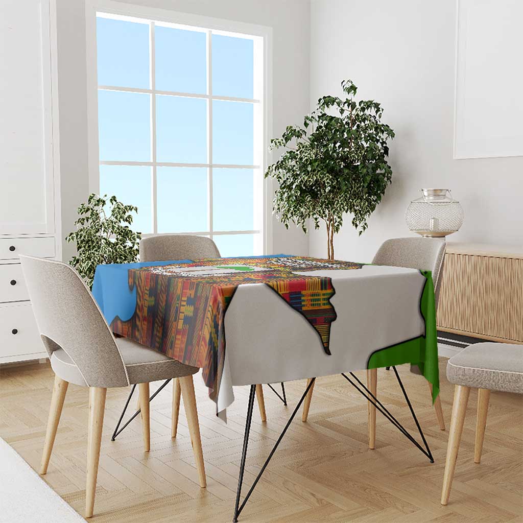 Equatorial Guinea Kente Tablecloth with Tribal Mask and National Coat of Arms