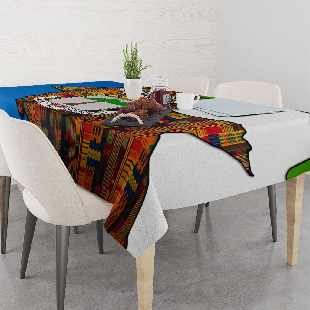 Equatorial Guinea Kente Tablecloth with Tribal Mask and National Coat of Arms