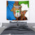 Equatorial Guinea Kente Tapestry with Tribal Mask and National Coat of Arms