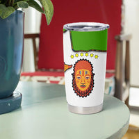 Equatorial Guinea Kente Tumbler Cup with Tribal Mask and National Coat of Arms