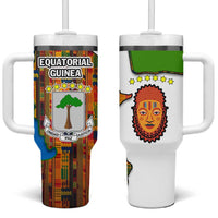 Equatorial Guinea Kente Tumbler With Handle with Tribal Mask and National Coat of Arms