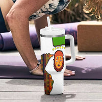 Equatorial Guinea Kente Tumbler With Handle with Tribal Mask and National Coat of Arms