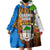 Equatorial Guinea Kente Wearable Blanket Hoodie with Tribal Mask and National Coat of Arms