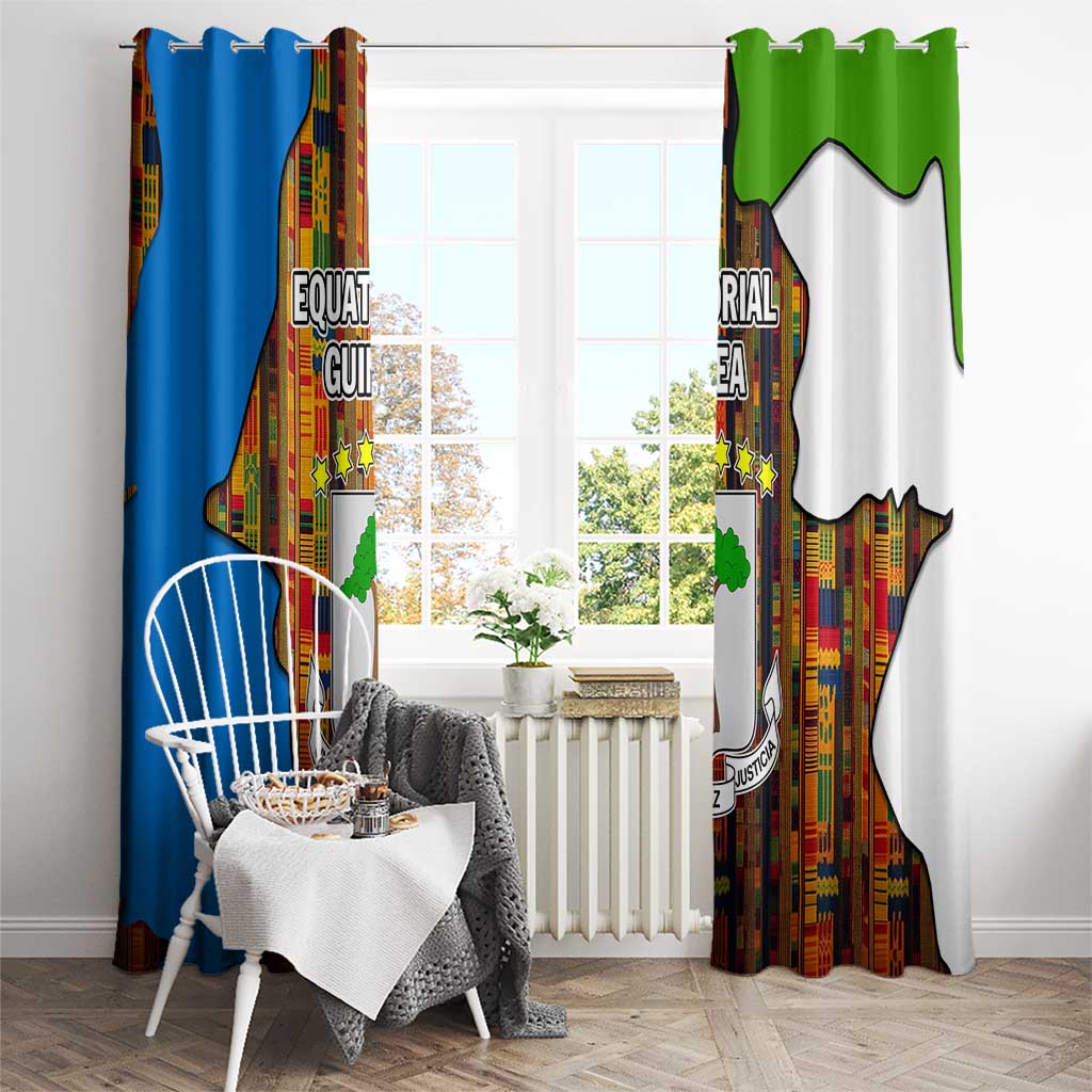 Equatorial Guinea Kente Window Curtain with Tribal Mask and National Coat of Arms
