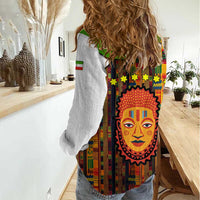 Equatorial Guinea Kente Women Casual Shirt with Tribal Mask and National Coat of Arms