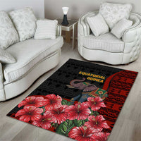 Equatorial Guinea Elephant Area Rug with Hibiscus Flowers and Tribal Patterns