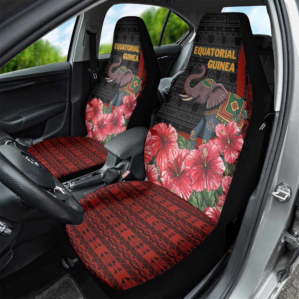 Equatorial Guinea Elephant Car Seat Cover with Hibiscus Flowers and Tribal Patterns