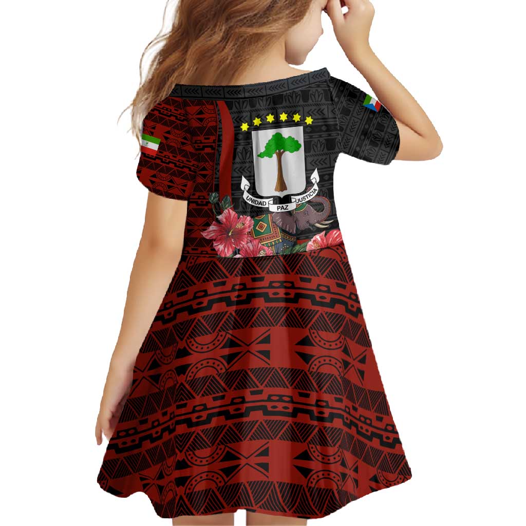 Equatorial Guinea Elephant Family Matching Long Sleeve Bodycon Dress and Hawaiian Shirt with Hibiscus Flowers and Tribal Patterns