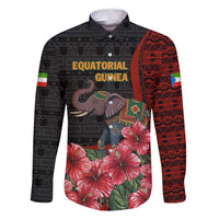 Equatorial Guinea Elephant Family Matching Mermaid Dress and Hawaiian Shirt with Hibiscus Flowers and Tribal Patterns
