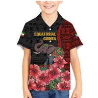 Equatorial Guinea Elephant Family Matching Mermaid Dress and Hawaiian Shirt with Hibiscus Flowers and Tribal Patterns
