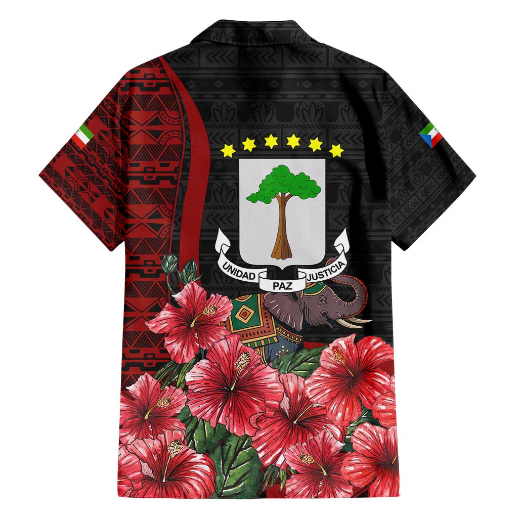 Equatorial Guinea Elephant Family Matching Summer Maxi Dress and Hawaiian Shirt with Hibiscus Flowers and Tribal Patterns