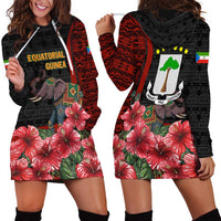 Equatorial Guinea Elephant Hoodie Dress with Hibiscus Flowers and Tribal Patterns