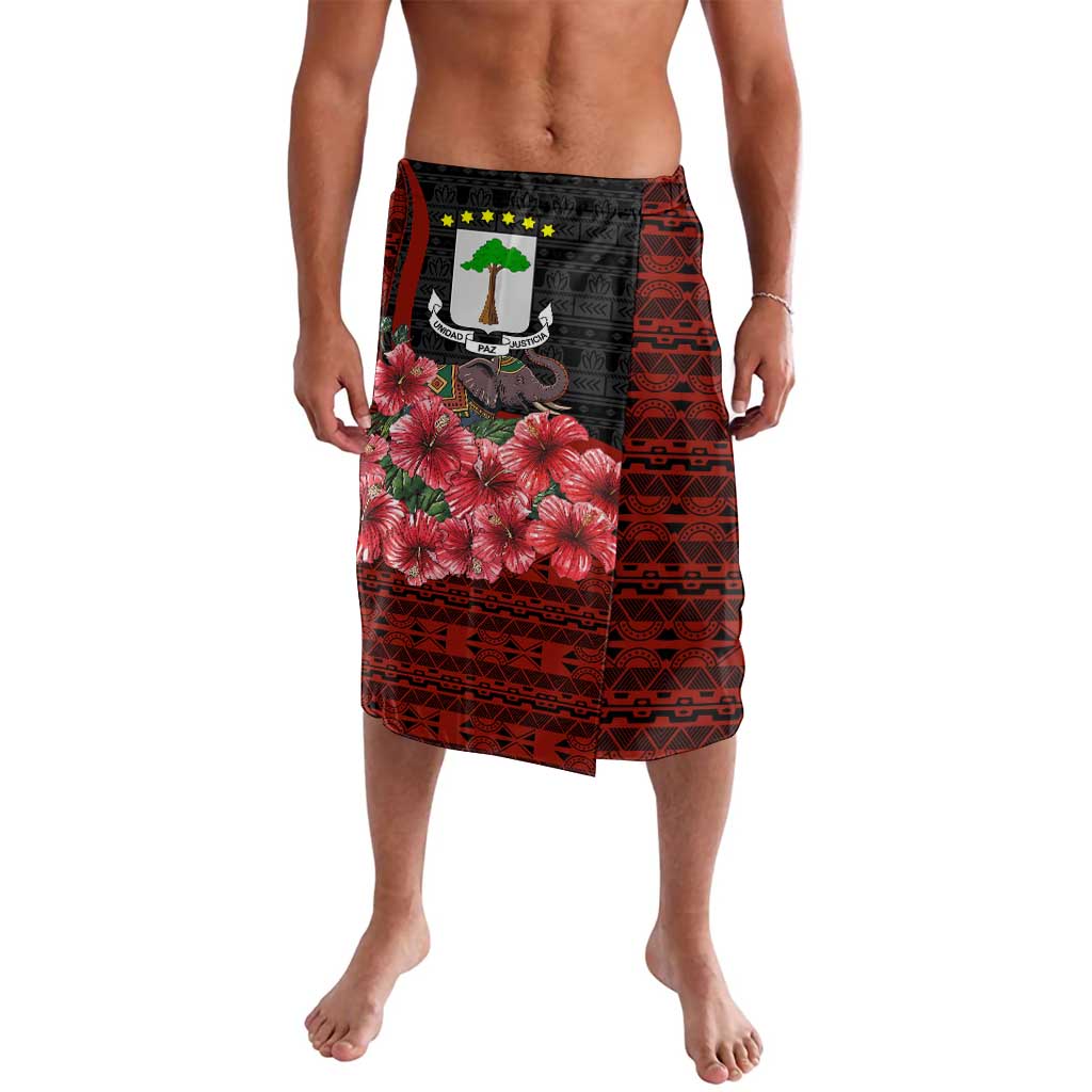 Equatorial Guinea Elephant Lavalava with Hibiscus Flowers and Tribal Patterns