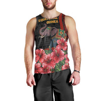 Equatorial Guinea Elephant Men Tank Top with Hibiscus Flowers and Tribal Patterns