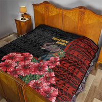 Equatorial Guinea Elephant Quilt with Hibiscus Flowers and Tribal Patterns