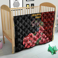 Equatorial Guinea Elephant Quilt with Hibiscus Flowers and Tribal Patterns