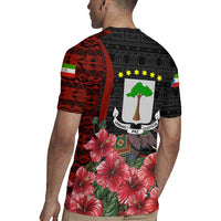 Equatorial Guinea Elephant Rugby Jersey with Hibiscus Flowers and Tribal Patterns