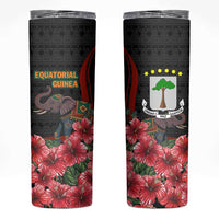 Equatorial Guinea Elephant Skinny Tumbler with Hibiscus Flowers and Tribal Patterns