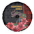Equatorial Guinea Elephant Spare Tire Cover with Hibiscus Flowers and Tribal Patterns