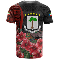 Equatorial Guinea Elephant T Shirt with Hibiscus Flowers and Tribal Patterns